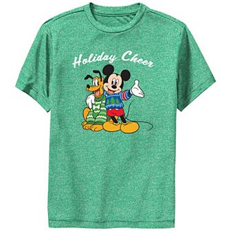 Boys Mickey Mouse And Pluto Holiday Cheer Performance Graphic Tee