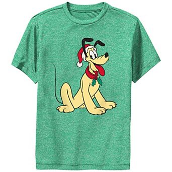 Boys Mickey Classic Pluto Wearing Santa Hat Performance Graphic Tee