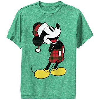 Boys Mickey Mouse Wearing Plaid Outfit Performance Graphic Tee