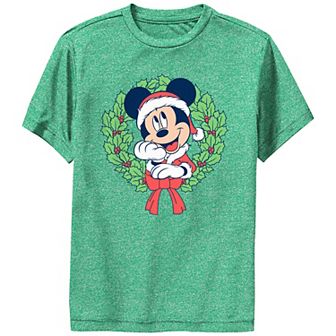 Boys Mickey Mouse Christmas Wreath Performance Graphic Tee