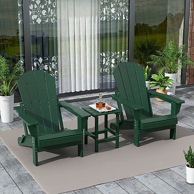 Westintrends 3-piece Outdoor/patio Poly Adirondack Chairs With Side Table Set