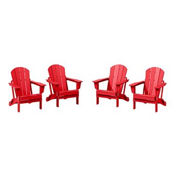 Westintrends 4 pc set outdoor folding Poly Adirondack chair