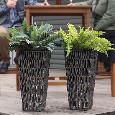 Sunnydaze Set Of 2 Hyacinth Poly-wicker Tall Planters