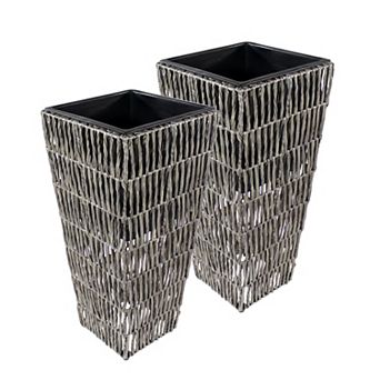 Sunnydaze 11 in Hyacinth Poly-Wicker Planter - Set of 2