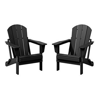 Westintrends 2 pc set outdoor folding Poly Adirondack chair