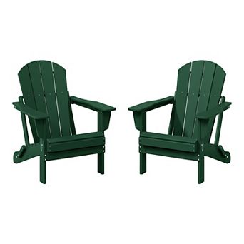 Westintrends 2 pc set outdoor folding Poly Adirondack chair