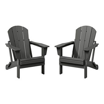 Westintrends 2 pc set outdoor folding Poly Adirondack chair