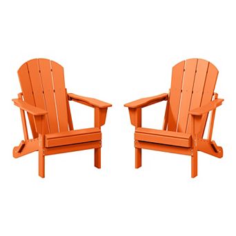 Westintrends 2 pc set outdoor folding Poly Adirondack chair