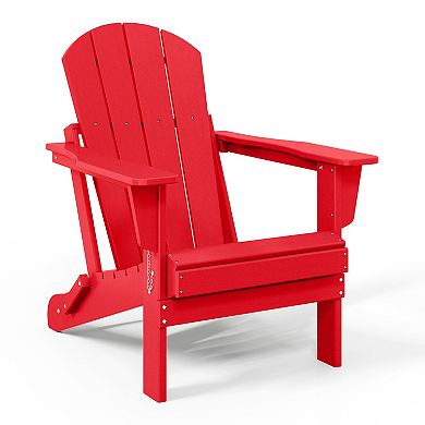 Westintrends 2-piece Outdoor Folding Poy Adirondack Chair With Side Table