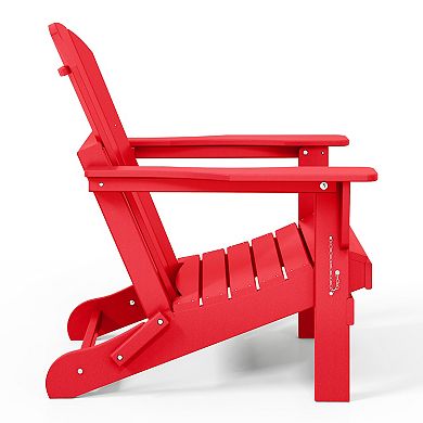 Westintrends 2-piece Outdoor Folding Poy Adirondack Chair With Side Table