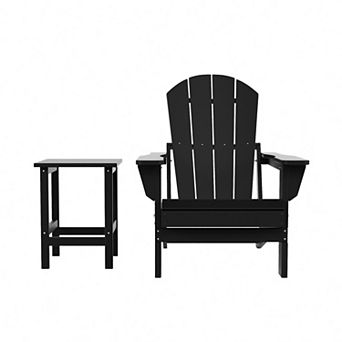 Westintrends 2 pc Outdoor Folding Poy Adirondack Chair With Side Table