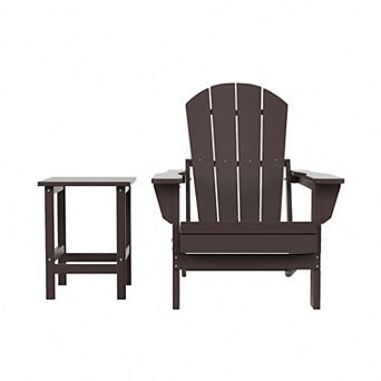 Westintrends 2 pc Outdoor Folding Poy Adirondack Chair With Side Table
