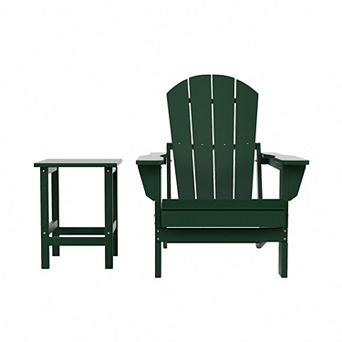 Westintrends 2 pc Outdoor Folding Poy Adirondack Chair With Side Table