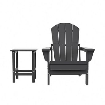 Westintrends 2 pc Outdoor Folding Poy Adirondack Chair With Side Table