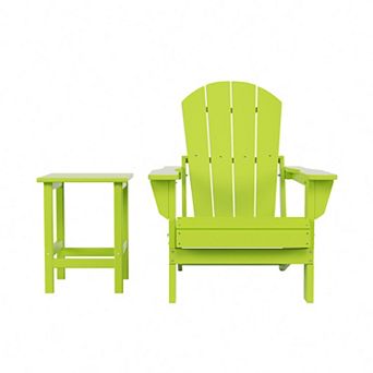 Westintrends 2 pc Outdoor Folding Poy Adirondack Chair With Side Table