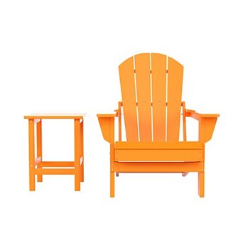 Westintrends 2 pc Outdoor Folding Poy Adirondack Chair With Side Table