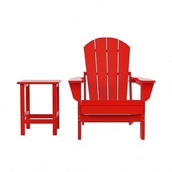 Westintrends 2 pc Outdoor Folding Poy Adirondack Chair With Side Table