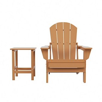 Westintrends 2 pc Outdoor Folding Poy Adirondack Chair With Side Table