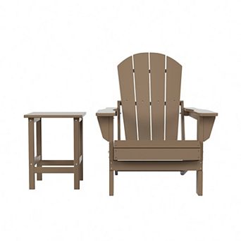 Westintrends 2 pc Outdoor Folding Poy Adirondack Chair With Side Table