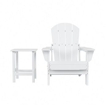 Westintrends 2 pc Outdoor Folding Poy Adirondack Chair With Side Table