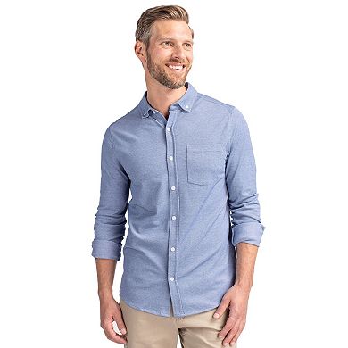Cutter & Buck Advantage Tri-Blend Pique Long Sleeve Knitted Mens Button Down