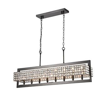 Greenville Signature Rectangular Beaded 8-Light Chandelier for Dining/Living Room, Kitchen Island