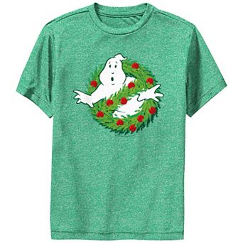 Boys Ghostbusters Christmas Wreath Logo Performance Graphic Tee