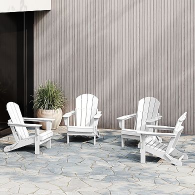 WestinTrends All-Weather Contoured Outdoor Poly Folding Adirondack Chair (Set of 4)