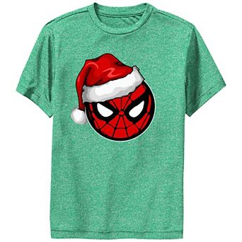 Boys Spider-Man Wearing Santa Claus Hat Performance Graphic Tee