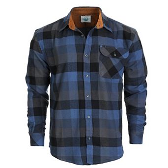 Gioberti Men's 100% Cotton Brushed Flannel Plaid Checkered Shirt with Corduroy Contrast