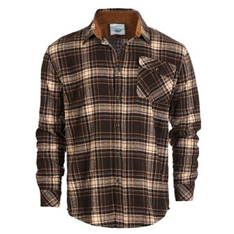 Gioberti Men's 100% Cotton Brushed Flannel Plaid Checkered Shirt with Corduroy Contrast