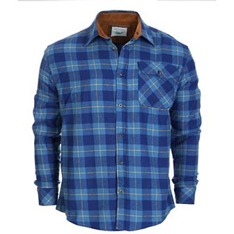 Gioberti Men's 100% Cotton Brushed Flannel Plaid Checkered Shirt with Corduroy Contrast