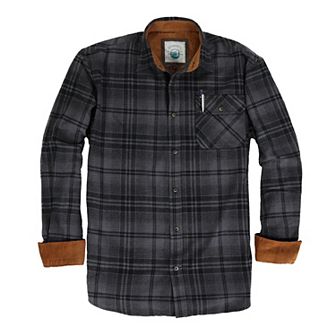 Gioberti Men's 100% Cotton Brushed Flannel Plaid Checkered Shirt with Corduroy Contrast