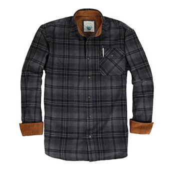 Gioberti Men's 100% Cotton Brushed Flannel Plaid Checkered Shirt with Corduroy Contrast