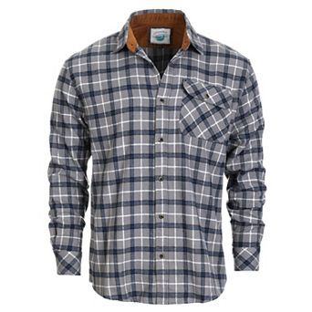 Gioberti Men's 100% Cotton Brushed Flannel Plaid Checkered Shirt with Corduroy Contrast