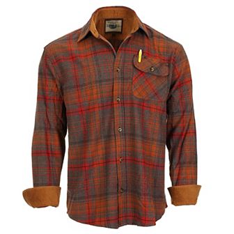 Gioberti Men's 100% Cotton Brushed Flannel Plaid Checkered Shirt with Corduroy Contrast