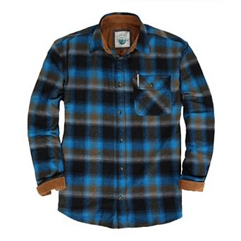 Gioberti Men's 100% Cotton Brushed Flannel Plaid Checkered Shirt with Corduroy Contrast