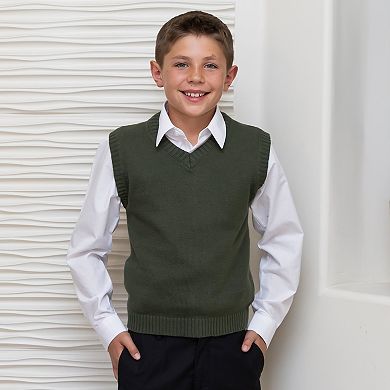 Gioberti Kid's V-neck 100% Cotton Knitted Pullover Sweater Vest
