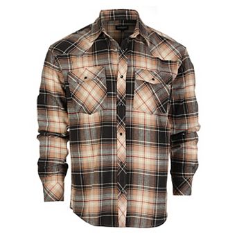 Gioberti Men's Western Brushed Flannel Plaid Checkered Shirt w/Snap-on Button