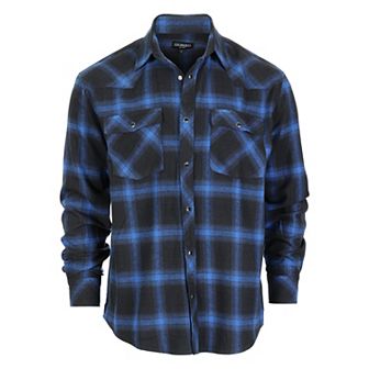 Gioberti Men's Western Brushed Flannel Plaid Checkered Shirt w/Snap-on Button