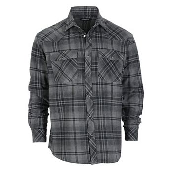 Gioberti Men's Western Brushed Flannel Plaid Checkered Shirt w/Snap-on Button