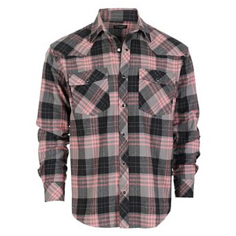 Gioberti Men's Western Brushed Flannel Plaid Checkered Shirt w/Snap-on Button