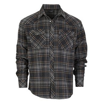 Gioberti Men's Western Brushed Flannel Plaid Checkered Shirt w/Snap-on Button