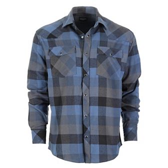 Gioberti Men's Western Brushed Flannel Plaid Checkered Shirt w/Snap-on Button