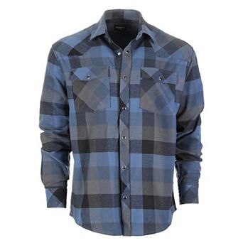 Gioberti Men's Western Brushed Flannel Plaid Checkered Shirt w/Snap-on Button