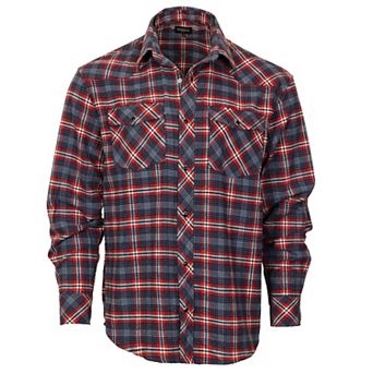 Gioberti Men's Western Brushed Flannel Plaid Checkered Shirt W/snap-on Button