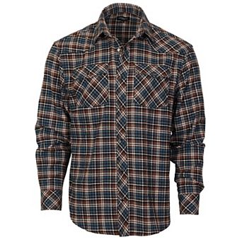 Gioberti Men's Western Brushed Flannel Plaid Checkered Shirt W/snap-on Button