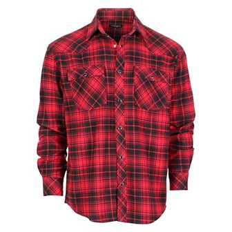 Gioberti Men's Western Brushed Flannel Plaid Checkered Shirt w/Snap-on Button