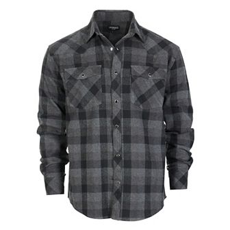 Gioberti Men's Western Brushed Flannel Plaid Checkered Shirt w/Snap-on Button