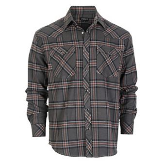 Gioberti Men's Western Brushed Flannel Plaid Checkered Shirt w/Snap-on Button